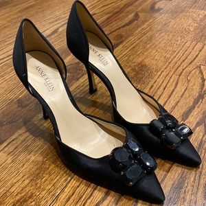 Anne Klein Satin Evening Heels with Rhinestone Detail